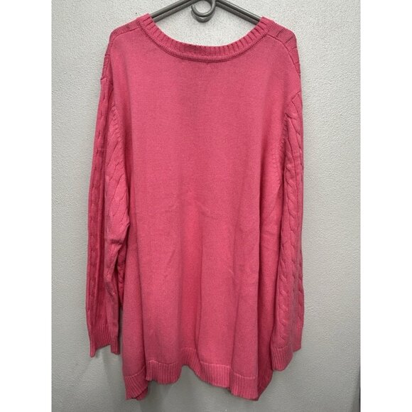 NEW Woman Within Cable Knit Cardigan Sweater Plus Size 4X 34/36 Pink Chunky Y2K - Picture 2 of 5